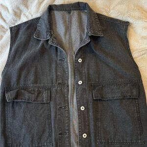 Men's Black Denim Vest